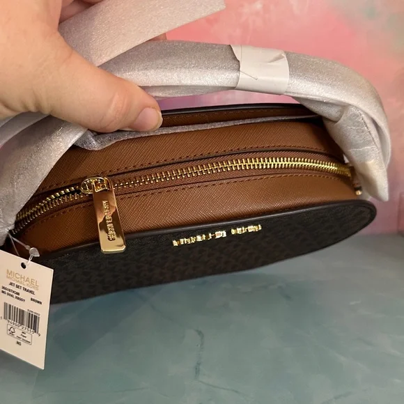 Michael Kors Brown Logo Crossbody Bag Jet Set Travel - Picture 7 of 16